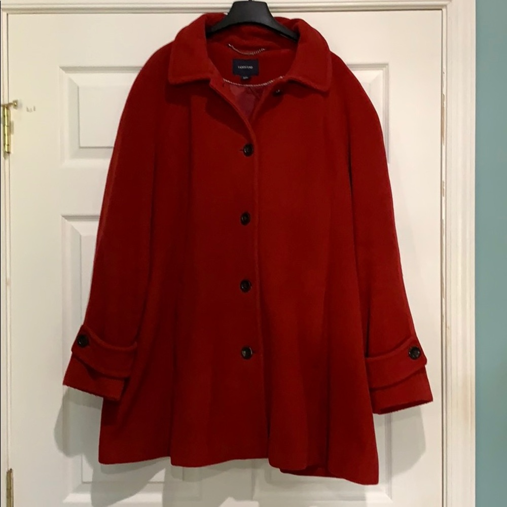 Red Wool Lands End Swing Coat 22W
